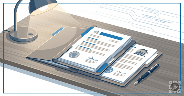 Illustration of estate planning documents and a fountain pen on a wooden desk, conveying retirement security.